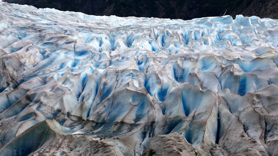 Close-up of blue glacier ice