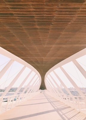 glass walls and brown roof