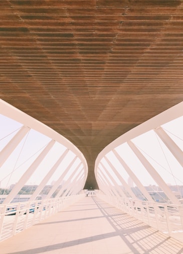 glass walls and brown roof