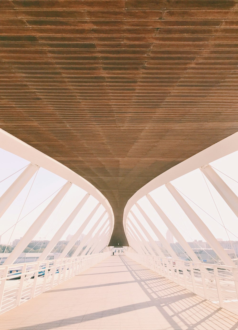 glass walls and brown roof