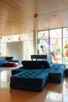 tufted blue mattress