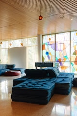 tufted blue mattress