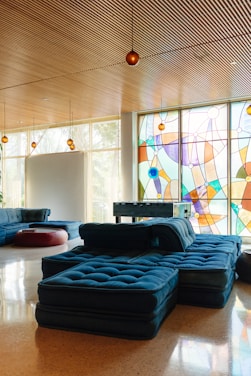 tufted blue mattress