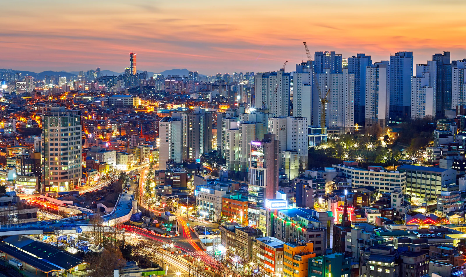 Seoul cityscape at dusk