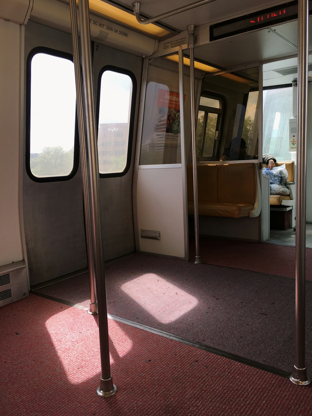 turned LED signage inside train