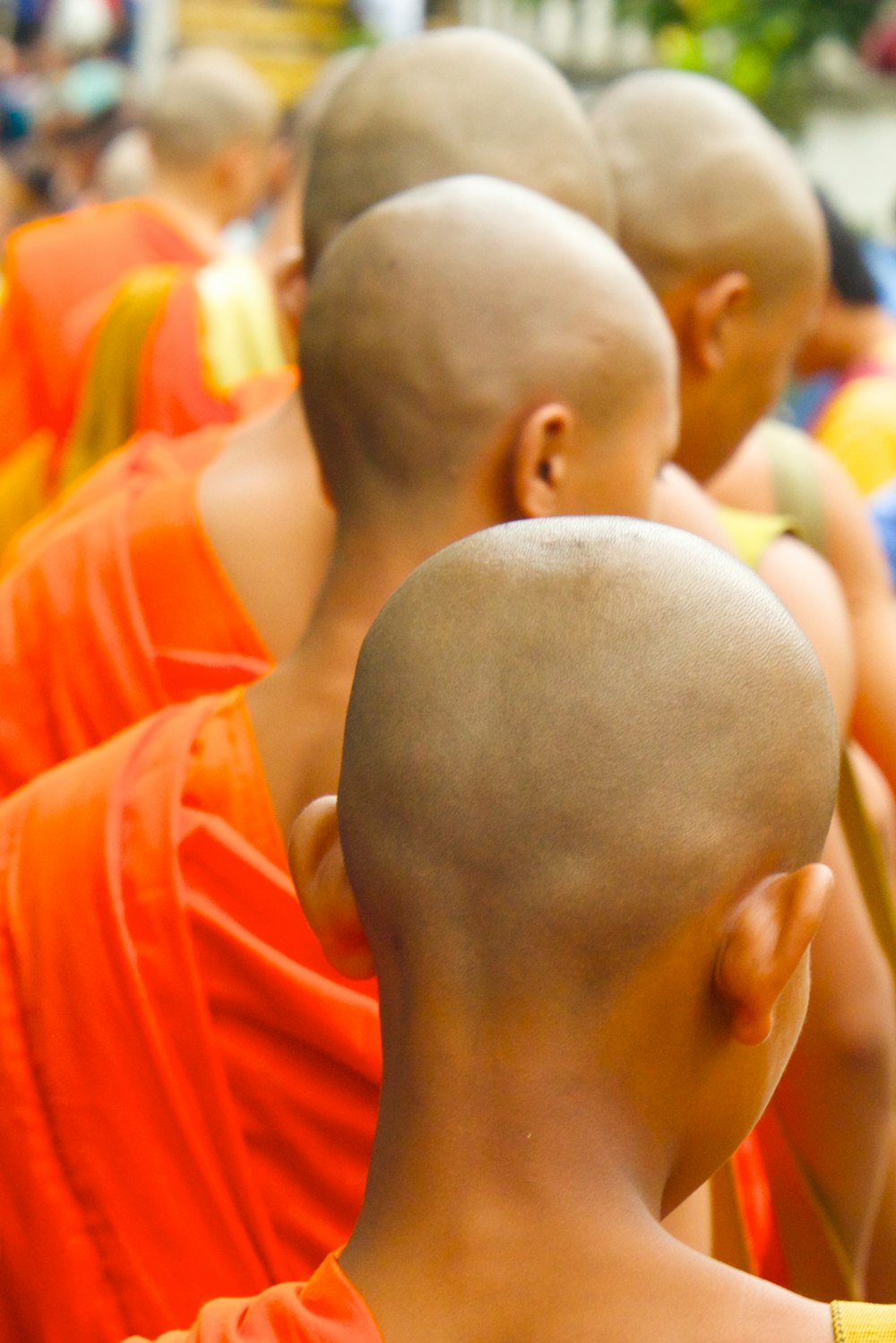 group of monks lining up