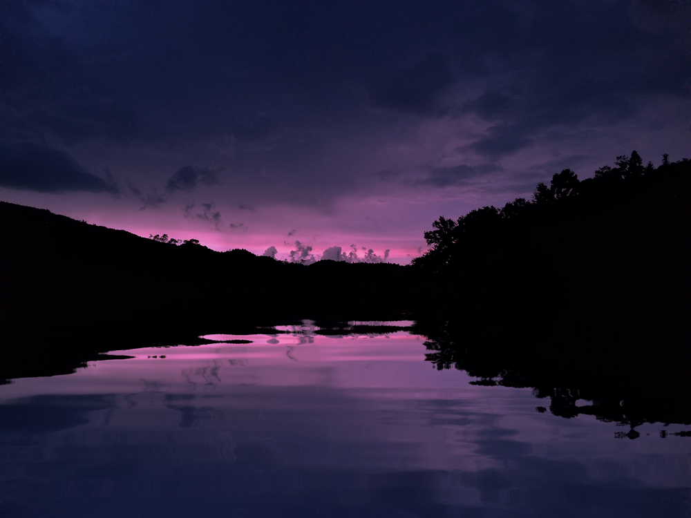 silhouette photography of lake