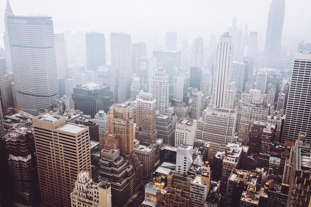 high-angle photography of high-rise buildings