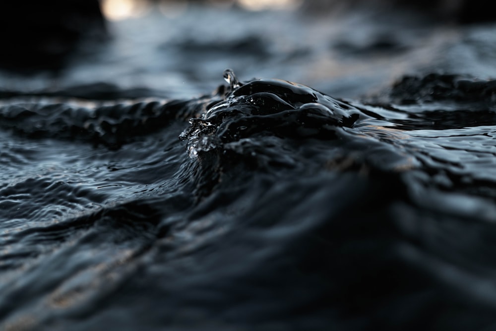 close up photo of black water at daytime