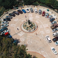 bird's-eye view photography of parked cars