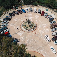 bird's-eye view photography of parked cars
