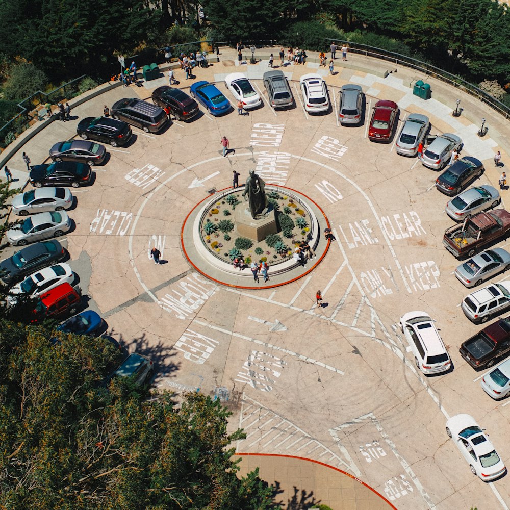 bird's-eye view photography of parked cars