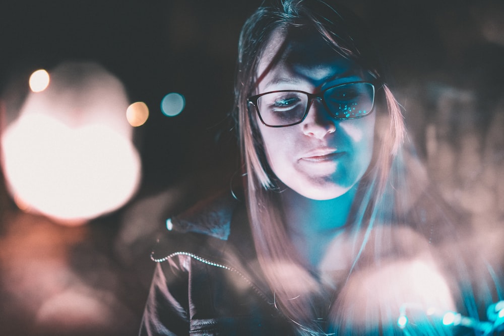 woman smiling during nighttime