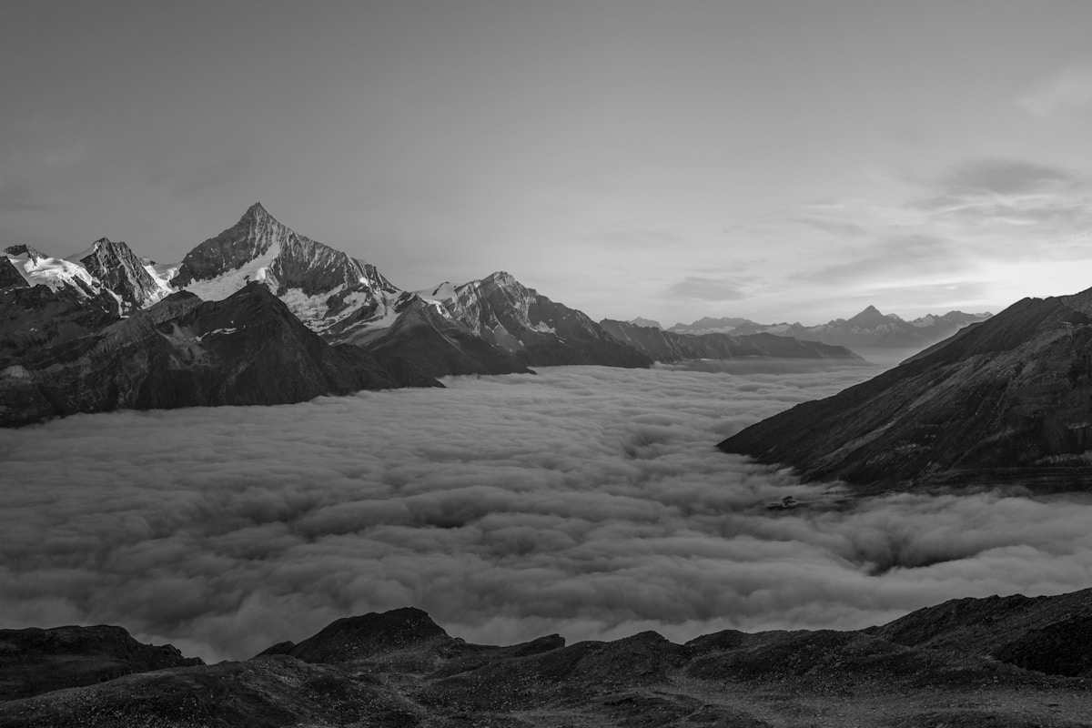 Original grayscale mountain landscape