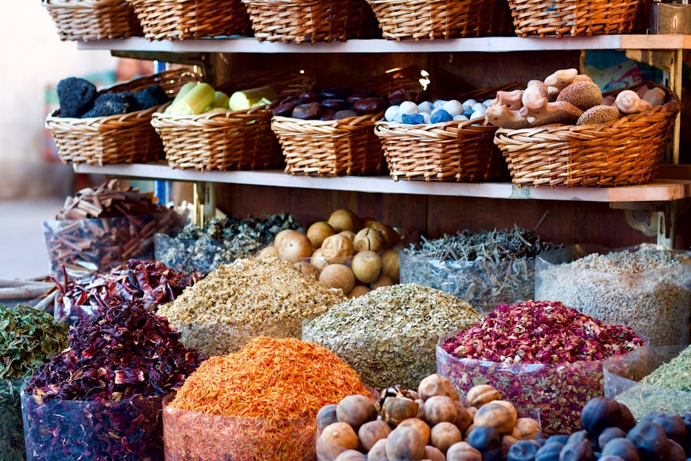 vegetables in wicker baskets during daytime