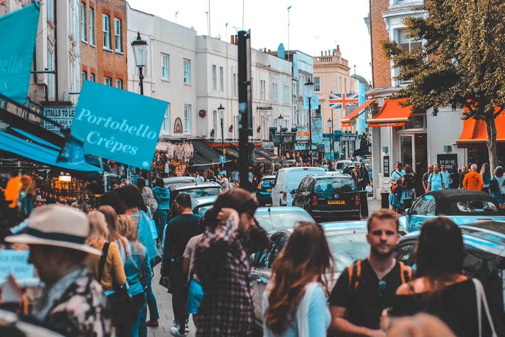 crowded people walking on street