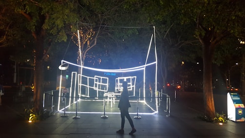 An artistic installation featuring innovative signage and branding.