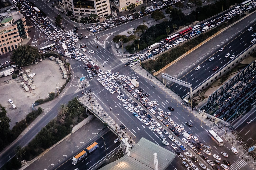 aerial photography of cross streets