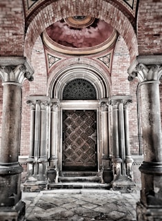 A glimpse of the private entrance, blending modern security with historic charm.