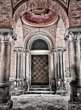 Granite chapel entrance showcasing expert craftsmanship and smooth finishes