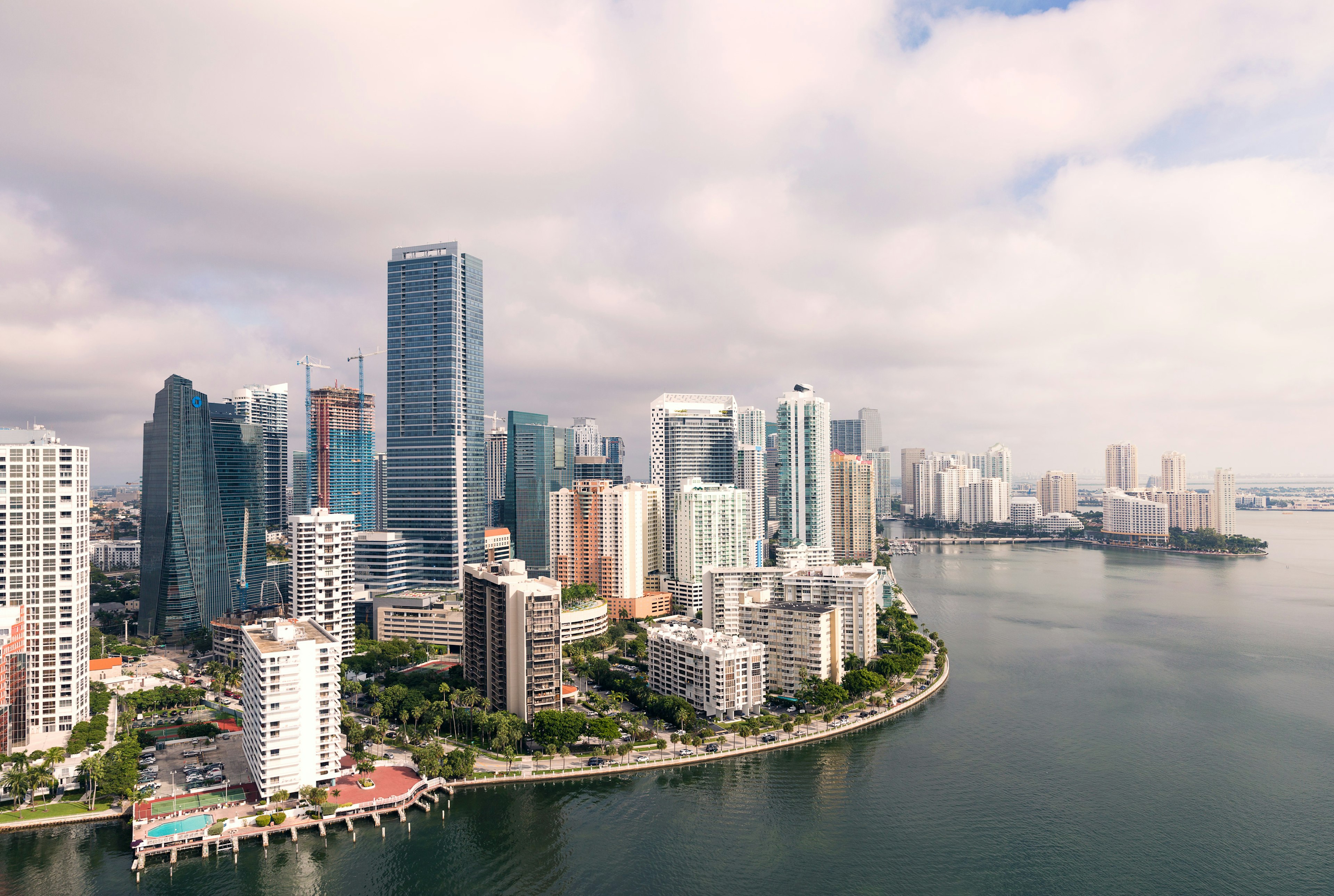 Luxury yacht marina in Miami Beach at twilight