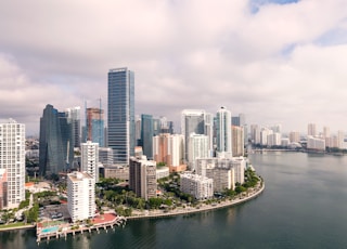 aerial photography of high-rise buildings near sea