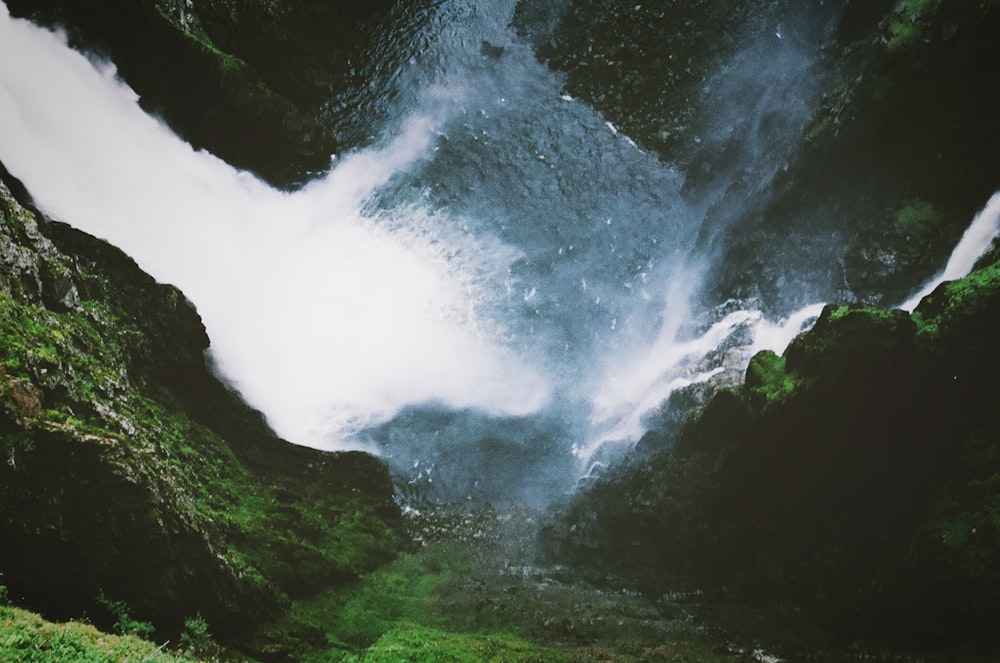 aerial photo of waterfall