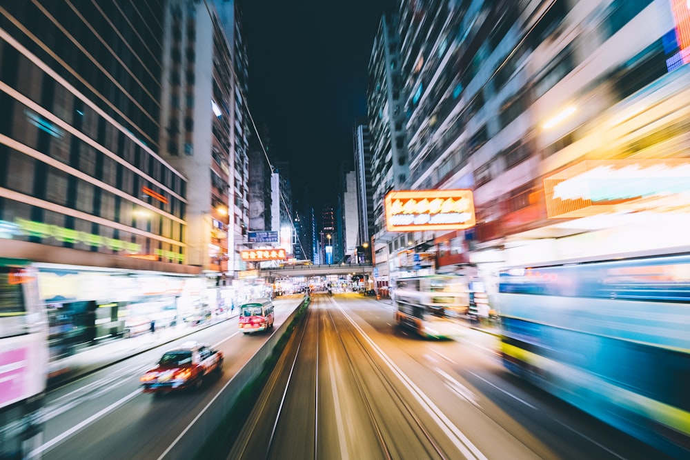 time-lapse photography of freeway during night