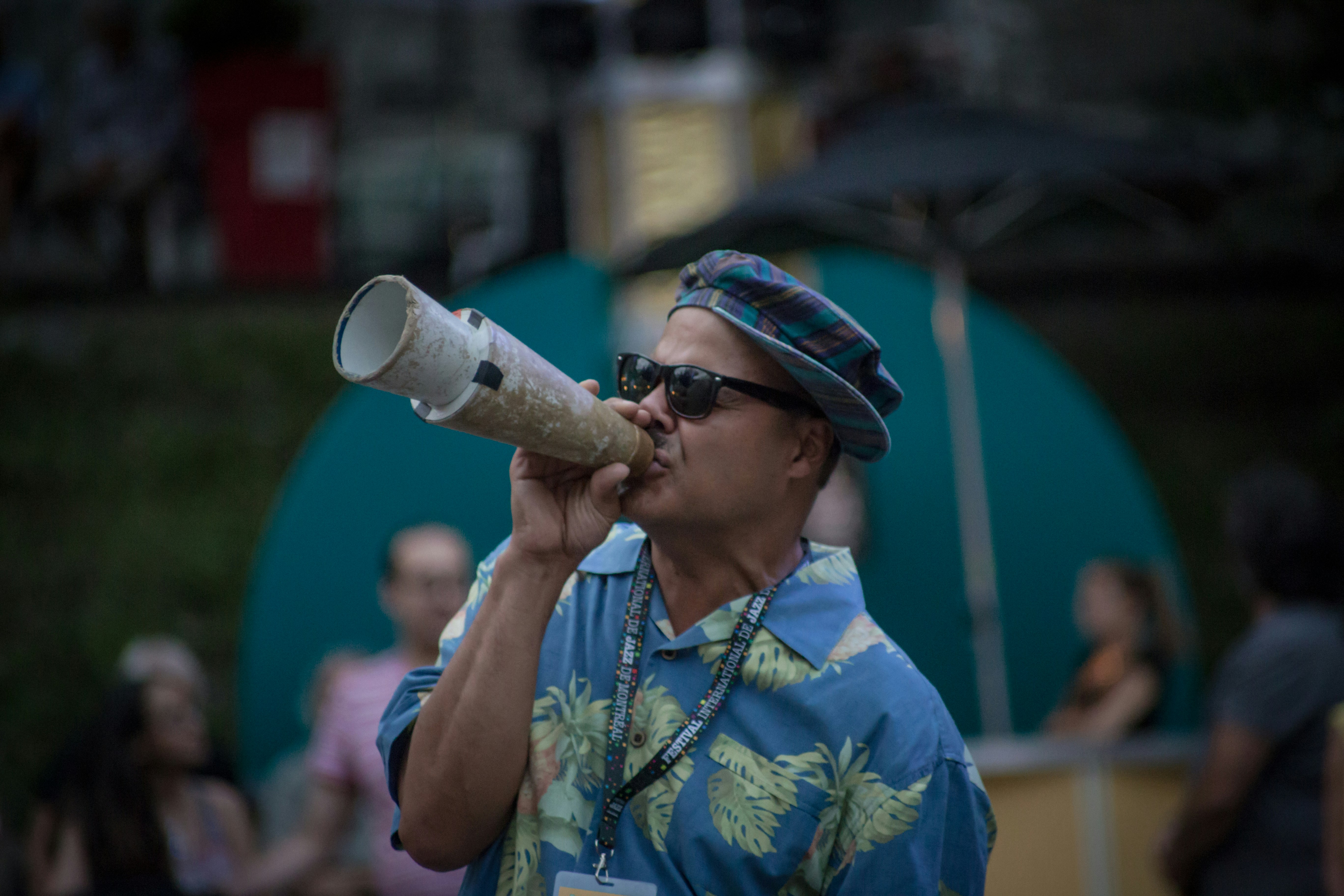 man using megaphone