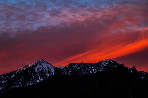 silhouette of mountain at golden our