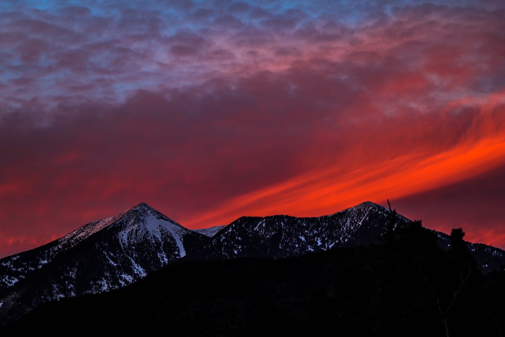 silhouette of mountain at golden our