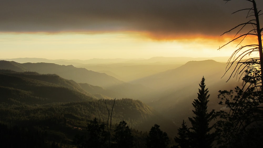 mountains under sunset