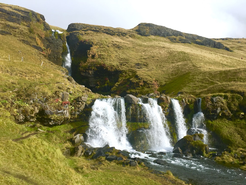 landscape photography of waterfalls