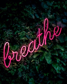 pink breathe neon sign