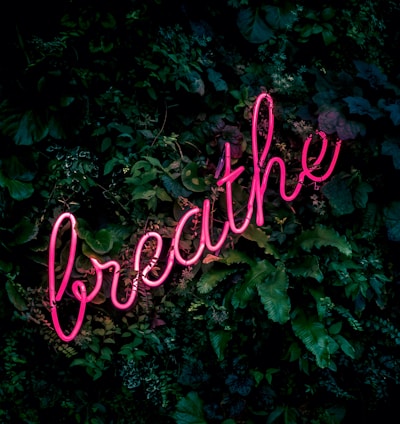 pink breathe neon sign