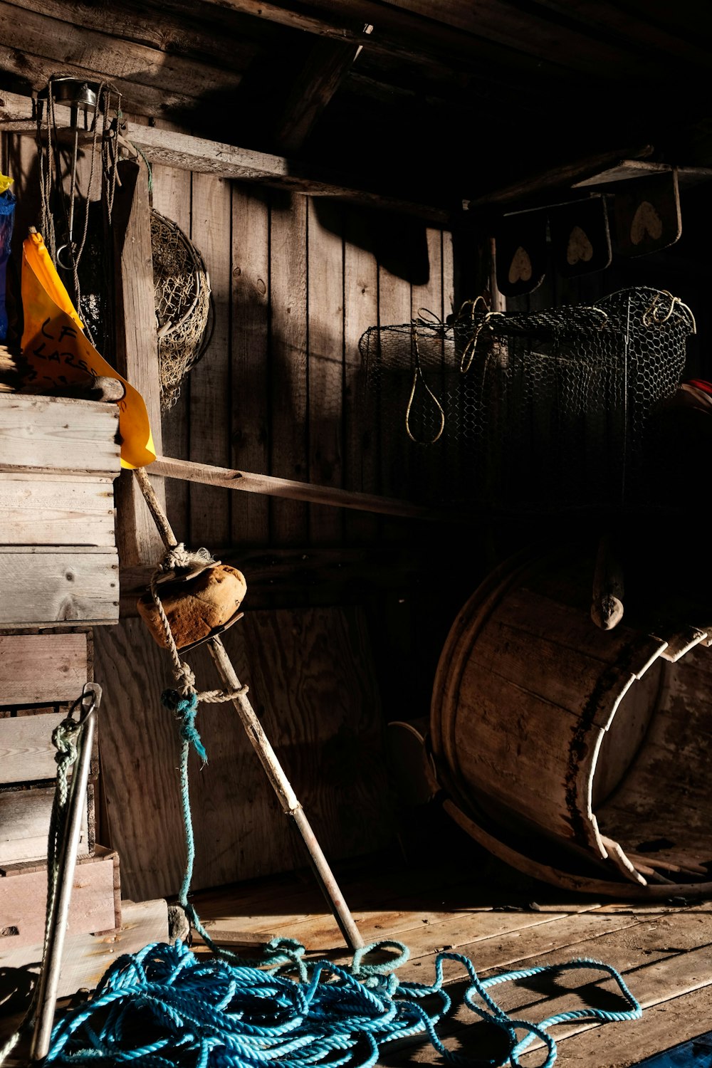 brown wooden barrel on table