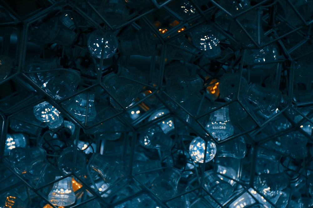 a close up of a bunch of glass cubes