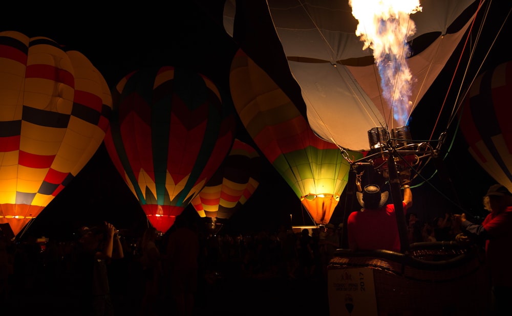 air balloons during nighttime