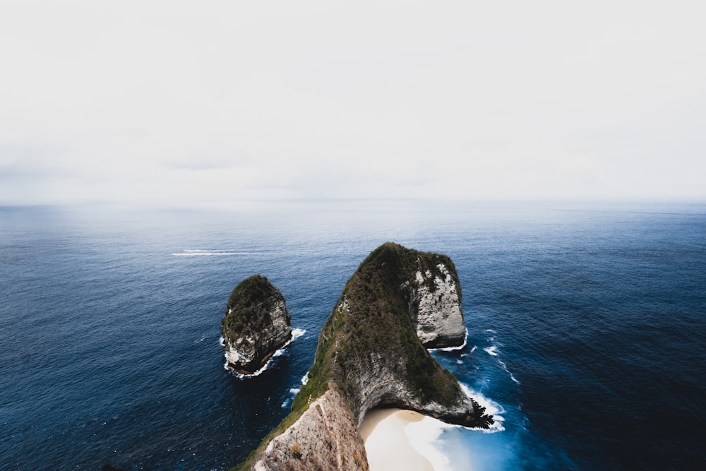 high-angle photography of island