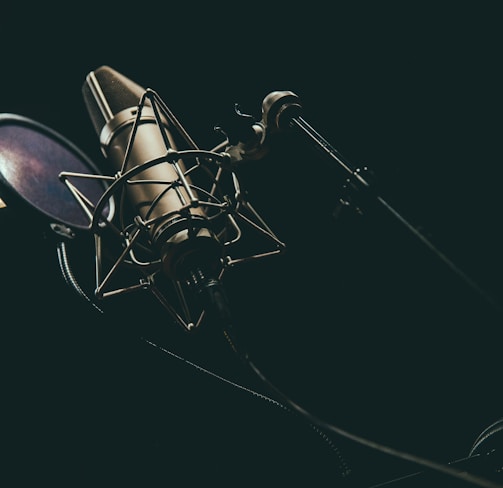 bokeh photography of condenser microphone