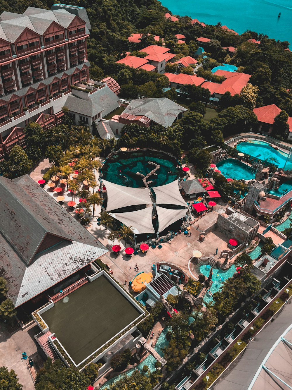 aerial view of swimming pool