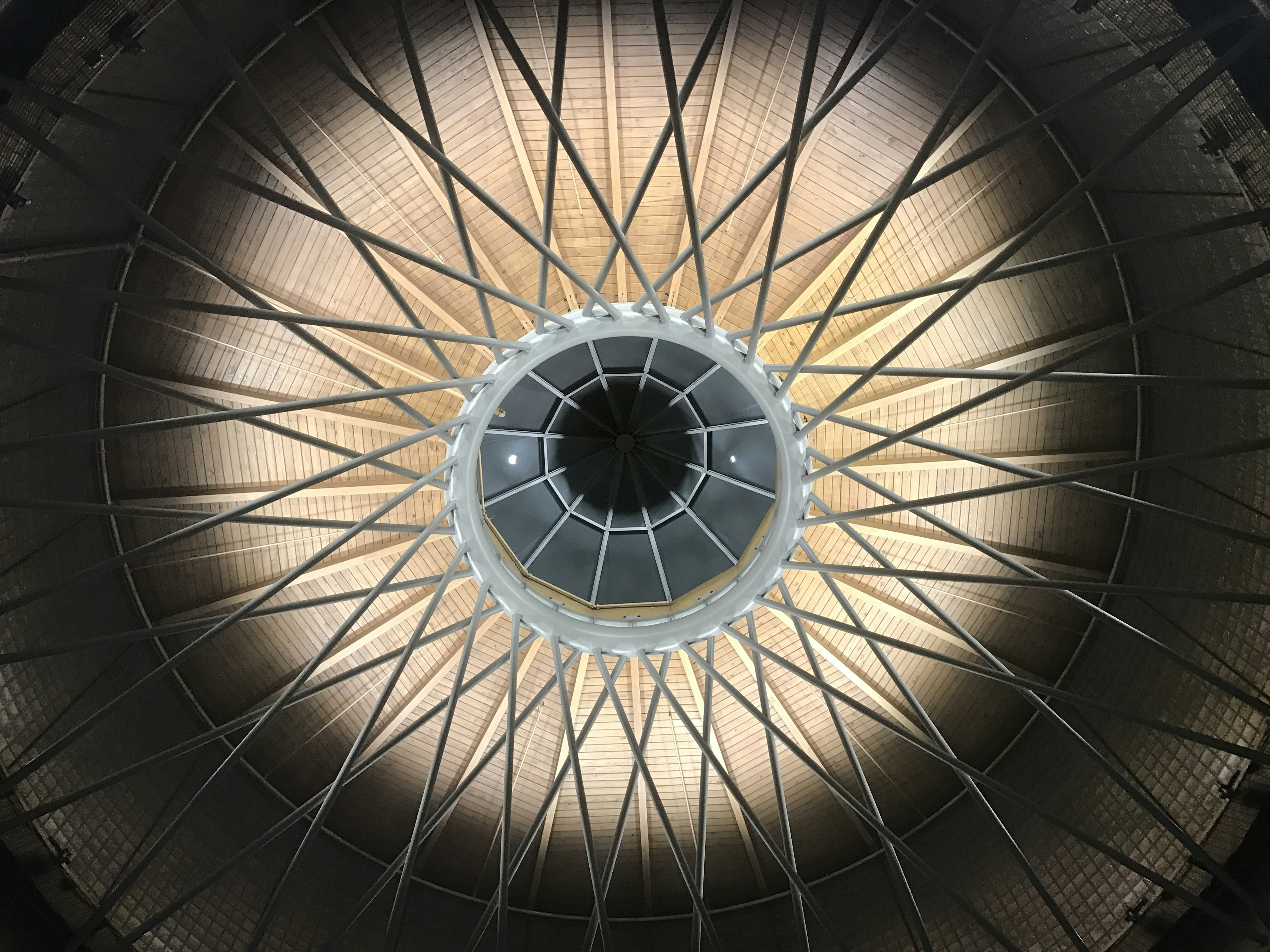 a view of the ceiling of a building