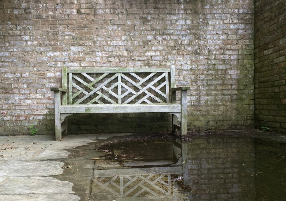 empty white wooden bench