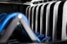 a close up of a bunch of wires in a rack