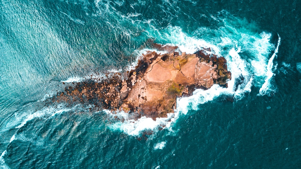 top view of rocky small island