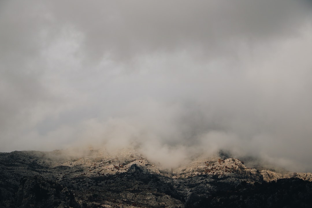 landscape photography of foggy mountain