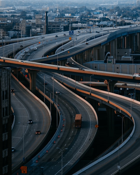 aerial view of roads with cars in Milwaukee United States