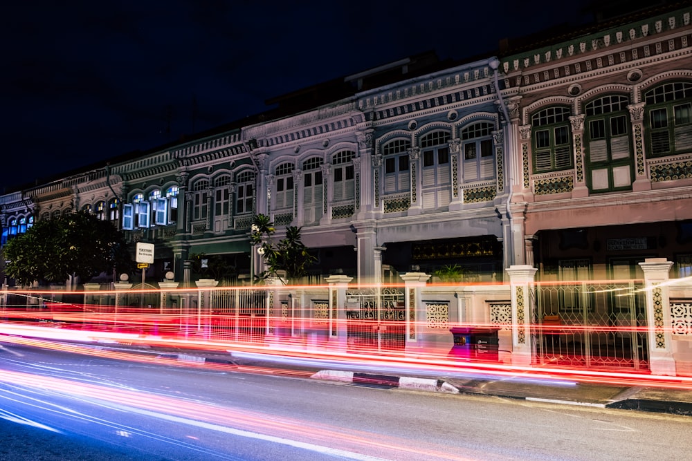 timelapse photo of a street during night