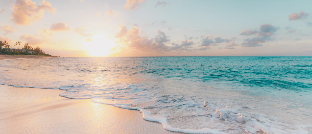 A panoramic tropical coastline