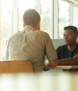 two men talking